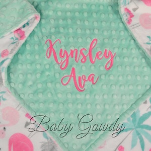 Personalized Flamingo Minky Baby Blanket