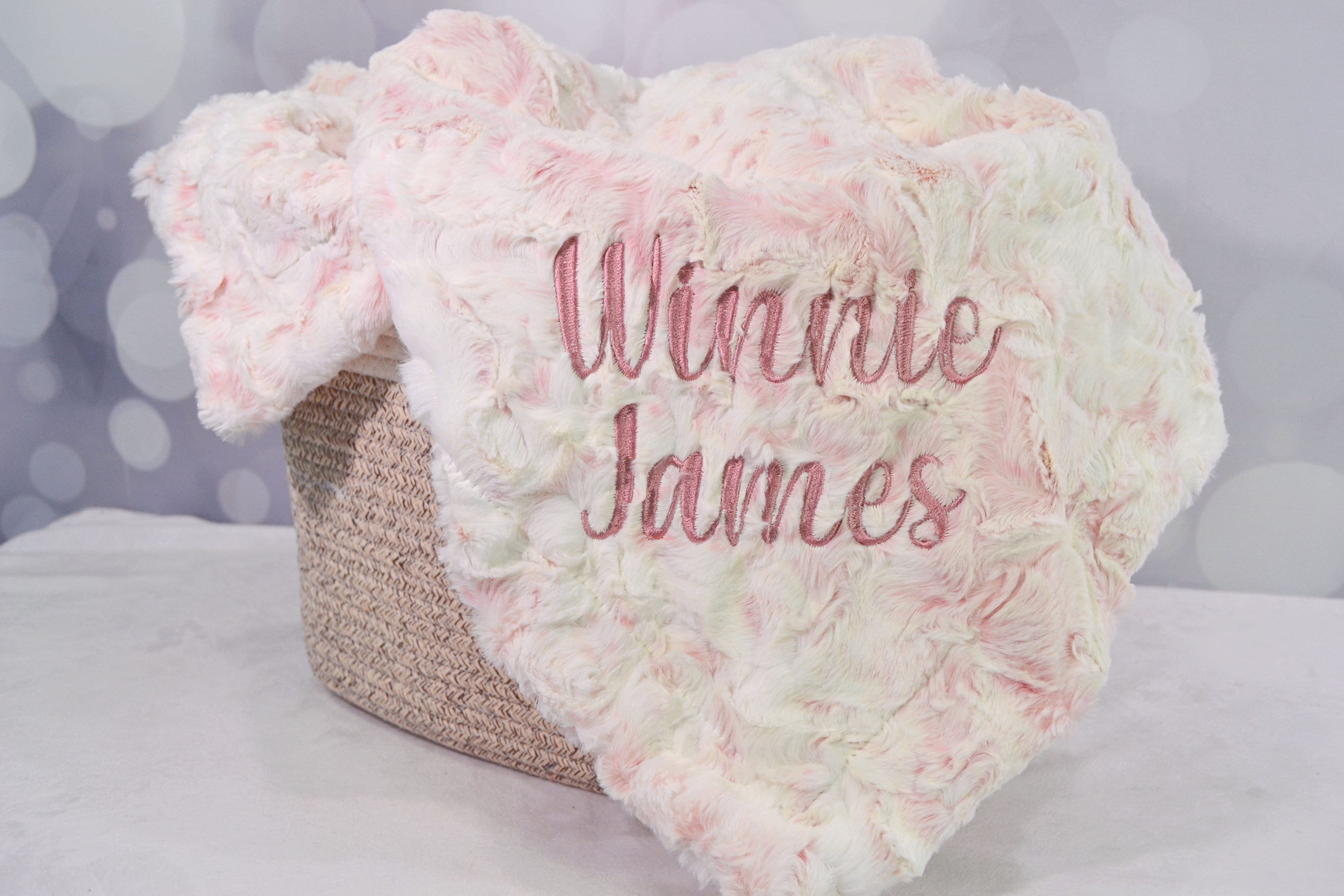 Rosewater Snowy Owl Luxe Minky Blanket, Personalized Blanket for Babies, Kids and Adults