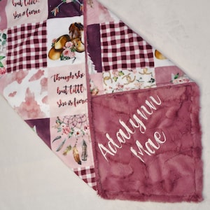 Cowgirl Personalized Blanket, Cowgirl Minky, Floral Cowgirl Blanket, Cowgirl Toddler Blanket, Custom Minky Blanket