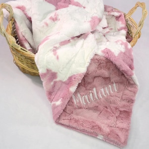 Personalized Pink Cow Print Minky Blanket, Cow Blanket for Babies, Kids and Adults