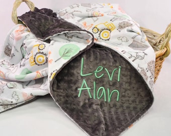 Couverture pour bébé Farm Minky, couverture pour lit de bébé personnalisée avec animaux de la ferme