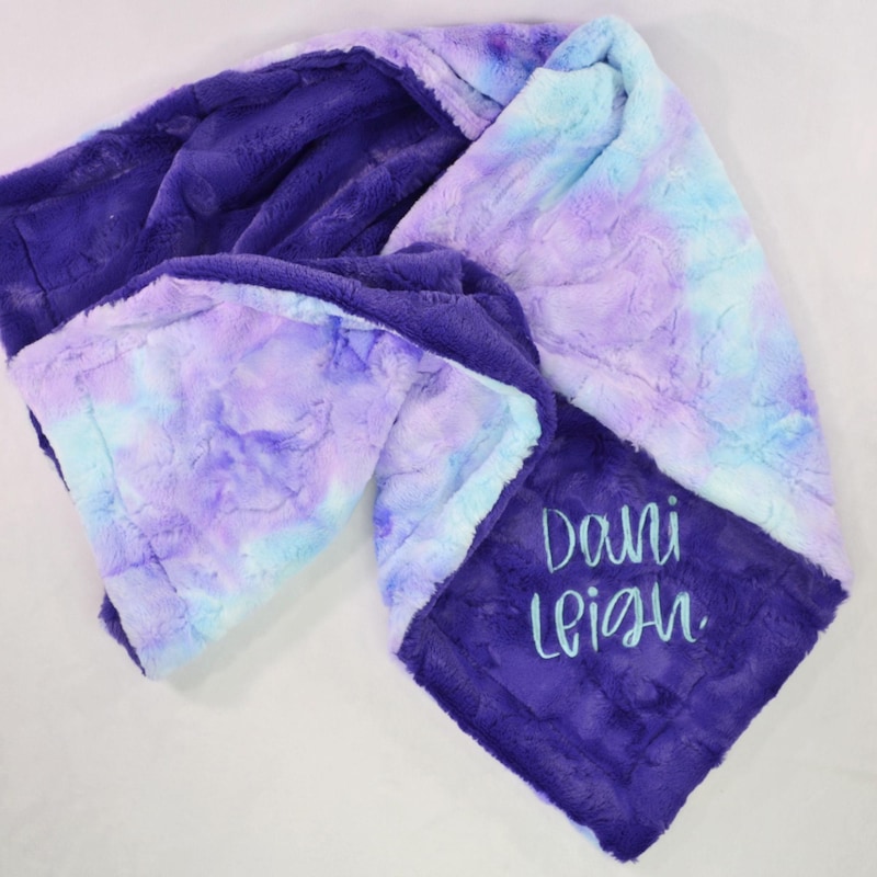 Black And Purple Tie Dye Blanket