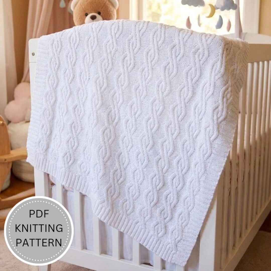 Cable Knit Baby Blanket Knitting Pattern PDF, Textured Pram Blanket ...