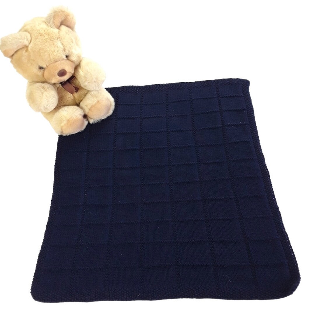 Navy Blue Baby Blanket Hand Knitted for Car Seat Buggy or Etsy