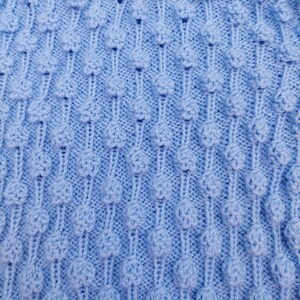 Knitted Baby Cardigan, Handmade Bobble Pattern, Blue Hooded Jacket, New Baby Gift, 6-12 Months image 7