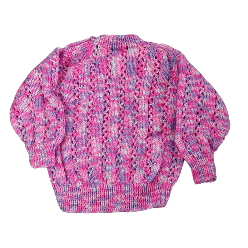 Hand Knitted Baby Girls Jumper 6 12 Months Pinks and Purples Etsy UK