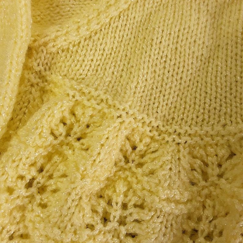 Hand knitted baby cardigan bonnet booties and mittens set 6-12 months knitted baby clothes matinee set in lemon