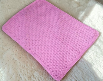 Coperta per neonati all'uncinetto rosa fatta a mano, morbida coperta per carrozzina, regalo per neonati, comoda culla/lettino