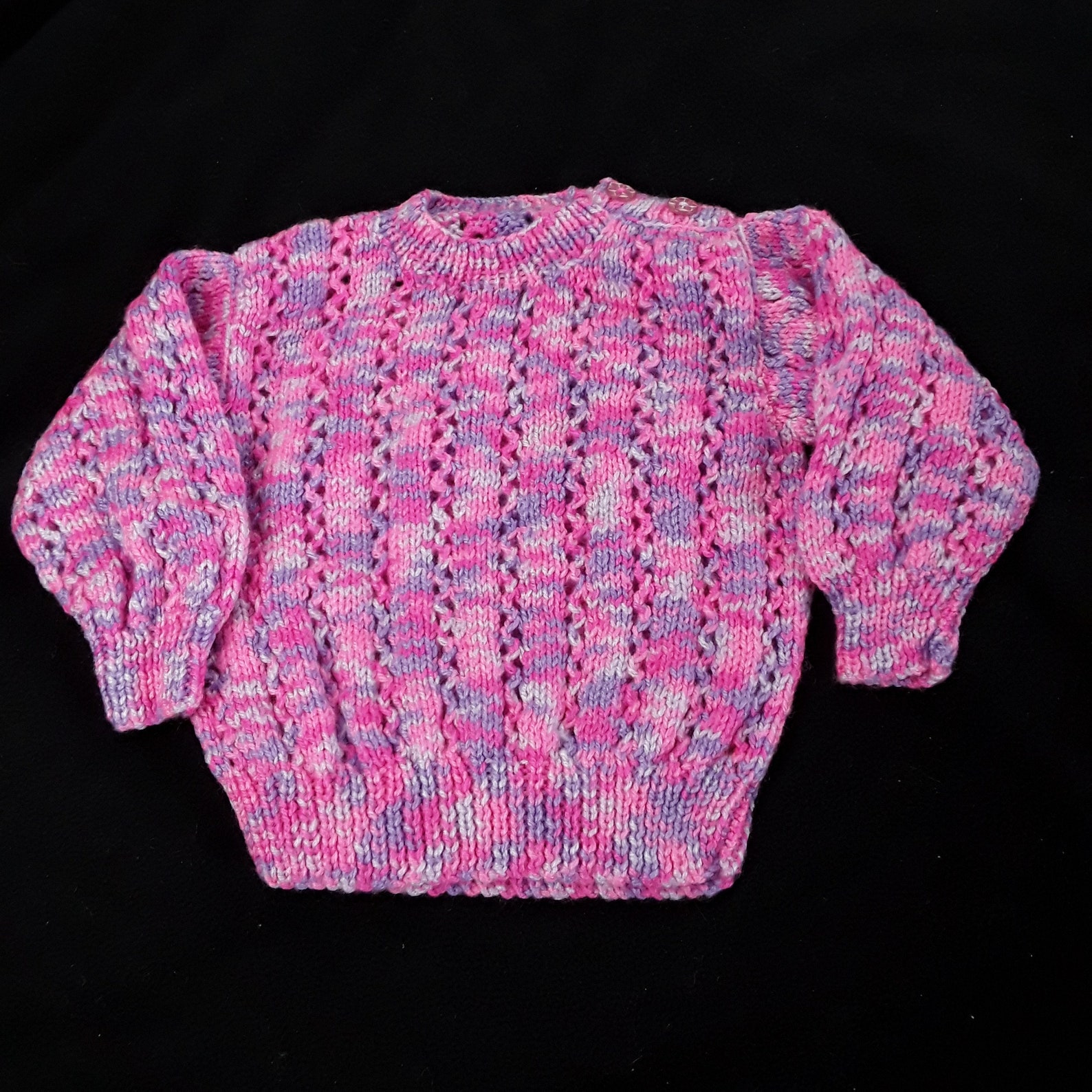 Hand knitted baby girls jumper 6 12 months pinks and purples Etsy