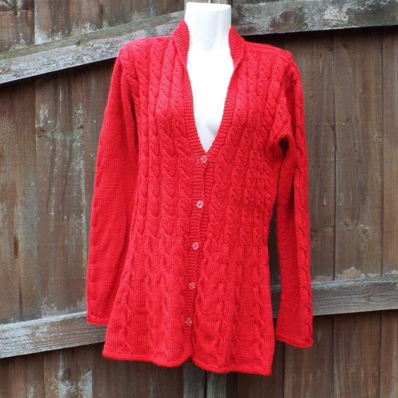 Hand Knitted Ladies Womens Cardigan With Cables and Shawl Etsy UK