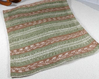 Handgestrickte Fair Isle Baby Decke, Soft grün braun