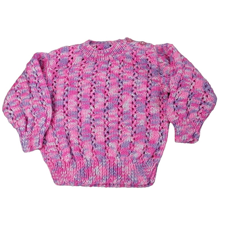 Hand Knitted Baby Girls Jumper 6 12 Months Pinks and Purples Etsy UK