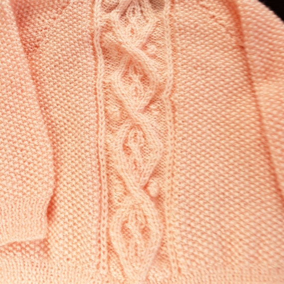 girls cardigan sweater Hand knitted baby girls peach cardigan with cable pattern 1-2 yrs knitted baby clothes baby knitwear