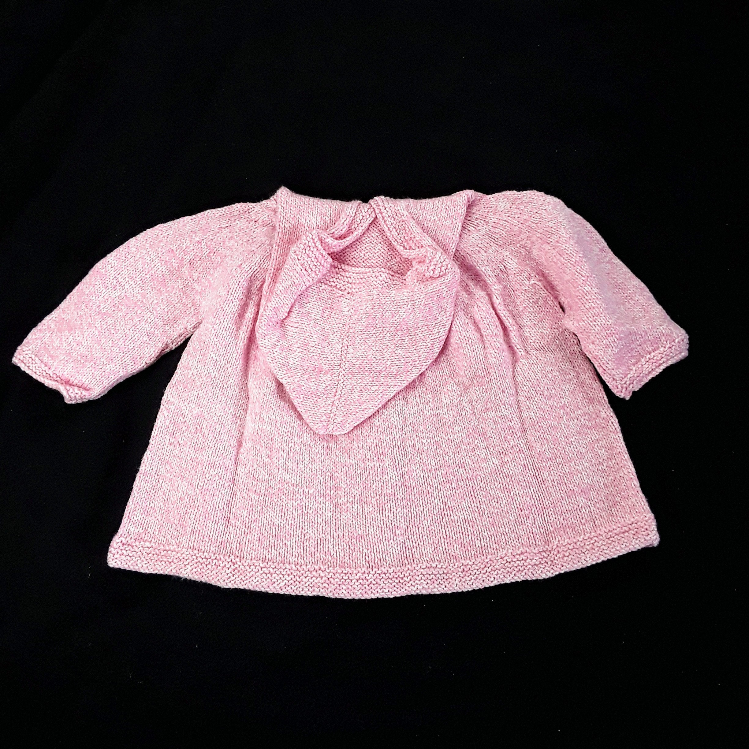 Hand Knitted Pink Baby Girls Hooded Hoodie Cardigan 0-3 Months - Etsy UK