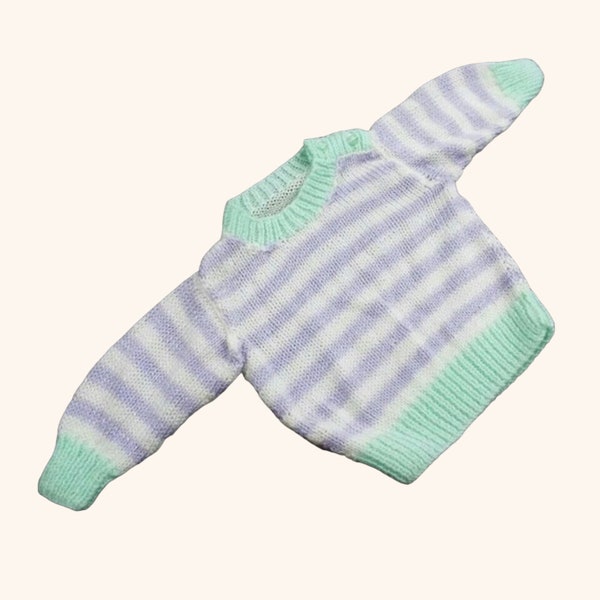 Striped Baby Jumper, Hand Knitted, 3-6 Months, Knitted Baby Clothes, Infant Knitwear