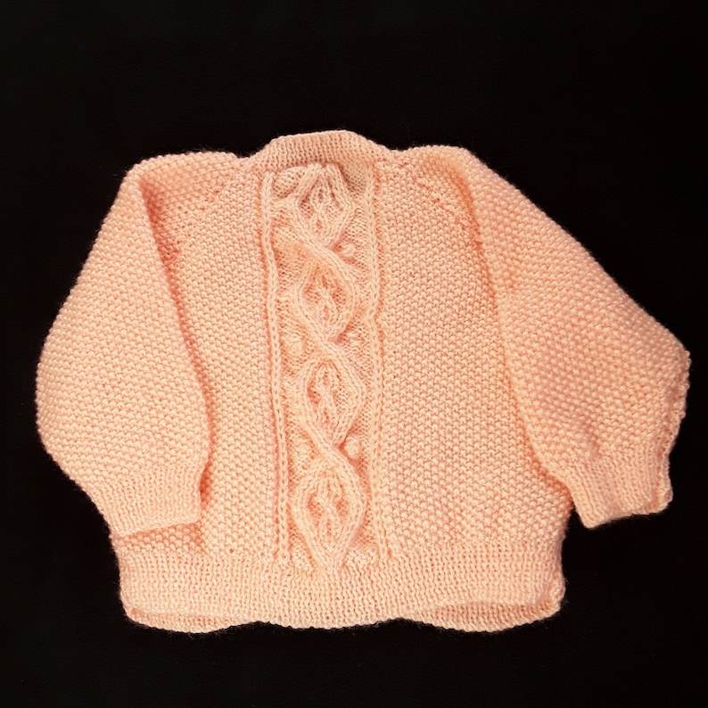 girls cardigan sweater Hand knitted baby girls peach cardigan with cable pattern 1-2 yrs knitted baby clothes baby knitwear