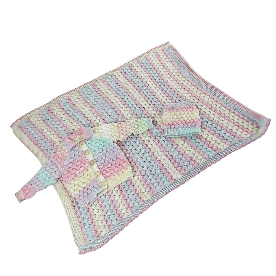 Pierrot Knitted Baby Set in Cloud Blue main image 1