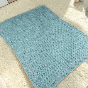 Handmade Crochet Baby Blanket, Duck Egg Blue Acrylic, Newborn Gift