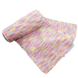 Pastel Hand-Knitted Scarf, Cosy Winter Wrap, Lilac Sky Colours, Gift for Mum or Her