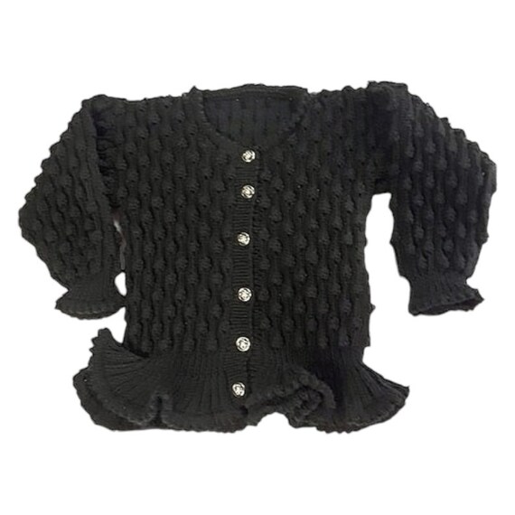Girls Hand Knitted Black Peplum Bobble Patterned Cardigan 24 Inch Chest Etsy UK