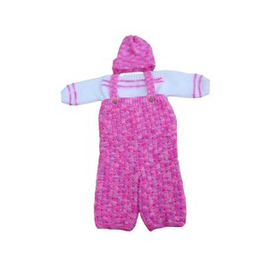 Hand Knitted Baby Girl Jumper Dungarees and Hat Set 0 3 - Etsy