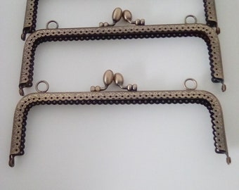 Patterned Bronze Metal Bag/Purse Frames, Sew in Bag Clasps, Craft supplies
