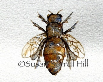 Three Bees ~ original watercolor painting by Susan Sorrell Hill