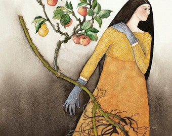 The Girl with Silver Hands ~ original Grimm's fairy tale The Handless Maiden inspirational art watercolor painting by Susan Sorrell Hill