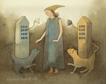 Contemplation ~ original decisions choosing watercolor painting by Susan Sorrell Hill