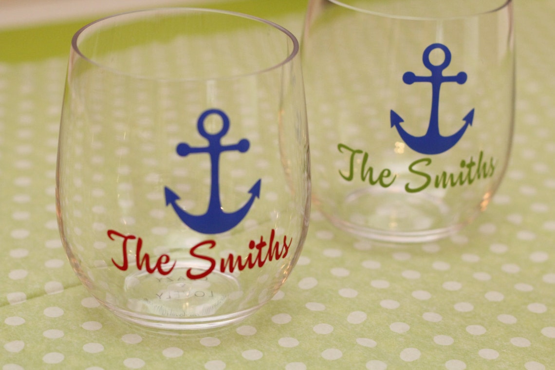 Personalized wine glasses // boat wine glasses // acrylic Etsy