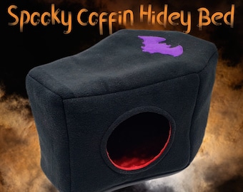 Large Fleece Coffin Bed, Drac Inspired Design, Halloween Pet Bed, Cat Bed, Guinea Pig Bed, Ferret Bed, Rat Bed, Chinchilla Bed, Washable