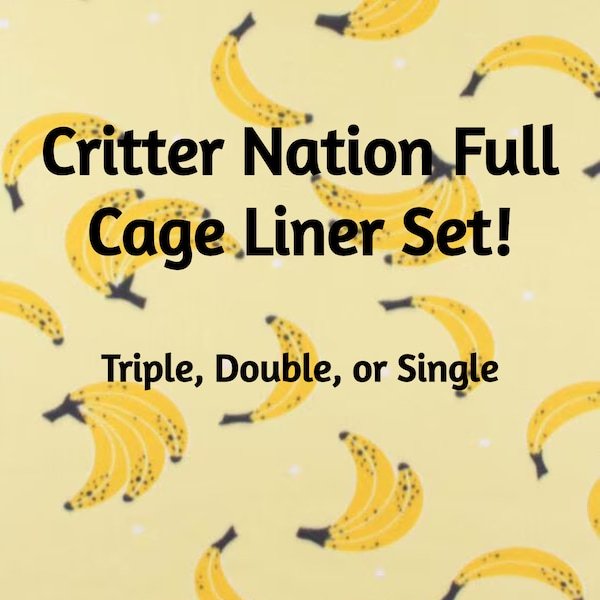 Critter Nation Cage Liner Set Banana Fleece - Absorbent Customizable - Ferrets, Chinchillas, Rats, Small Animals Easy to Clean Washable