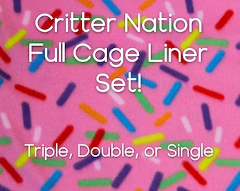 Juego de forros para jaula Critter Nation Sprinkles Fleece - Absorbente y personalizable - Para hurones, chinchillas, ratas y animales pequeños. Fácil de limpiar y lavable.