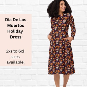 Dia De Los Muertos Dress with Pockets, 2xs to 6xl  Subtle Halloween, Day of the Dead Dress, Subtle Spooky, Spooky Girl