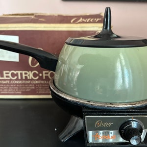MCM Green Enamel Fondue Set In Original Box