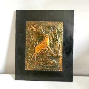 Vintage Embossed Copper Deer Art