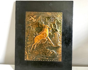 Vintage Embossed Copper Deer Art