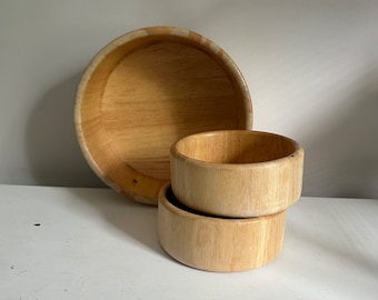 Vintage MCM Wood Salad Bowls - Set of 3