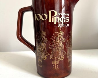 Vintage 100 Pipers Whiskey Pitcher