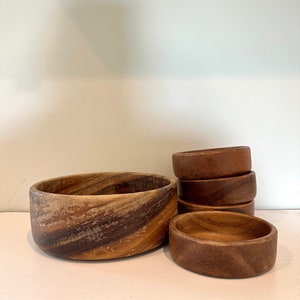 Vintage MCM Wood Salad Bowl Set