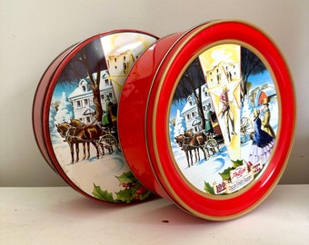 Vintage Holiday Biscuit Tins