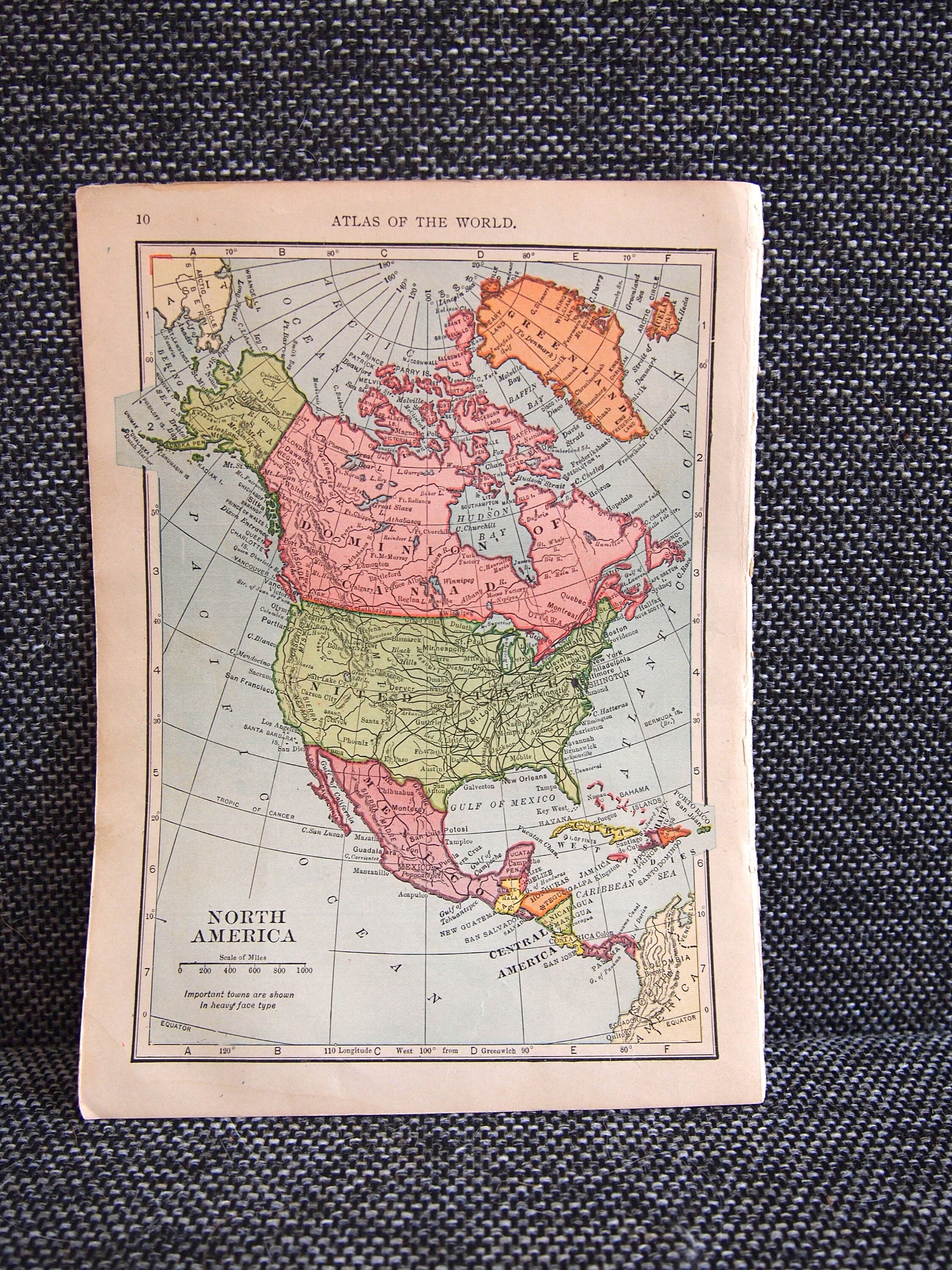 Vintage Antique North America Map Print 1908 - Etsy