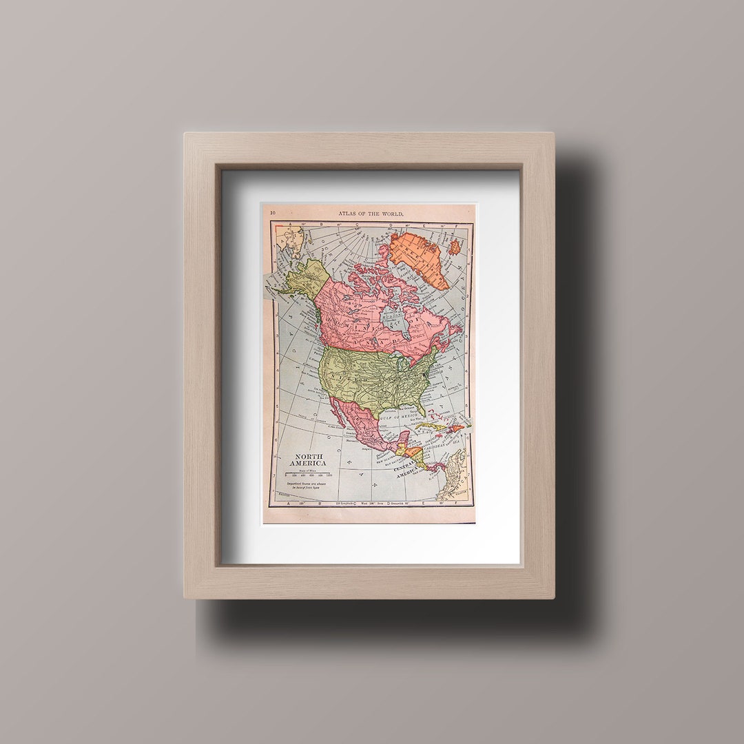 Vintage Antique North America Map Print 1908 - Etsy