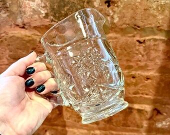 Vintage Small Floral Cut Glass Cocktail Pitcher