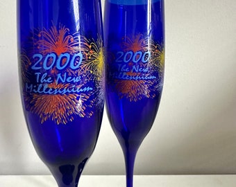 Vintage Millennium Champagne Glasses s/2