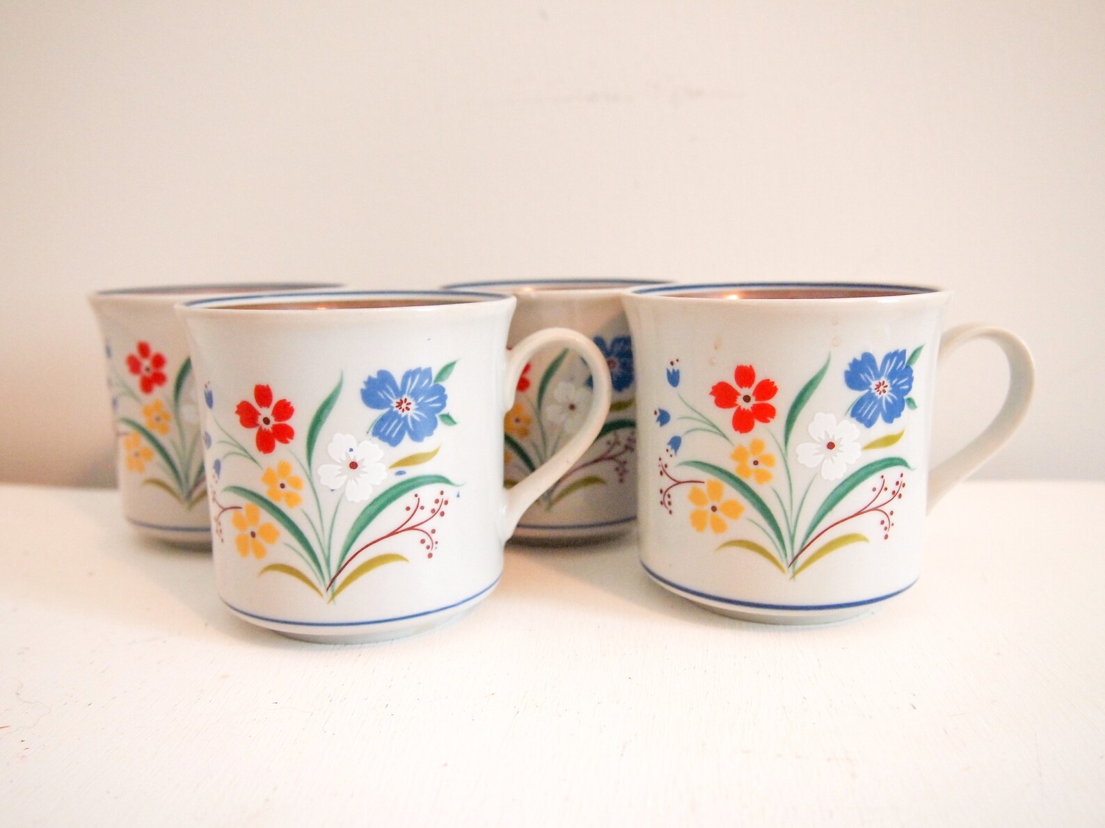 Set of 4 Floral Salem Stoneware Mugs Etsy