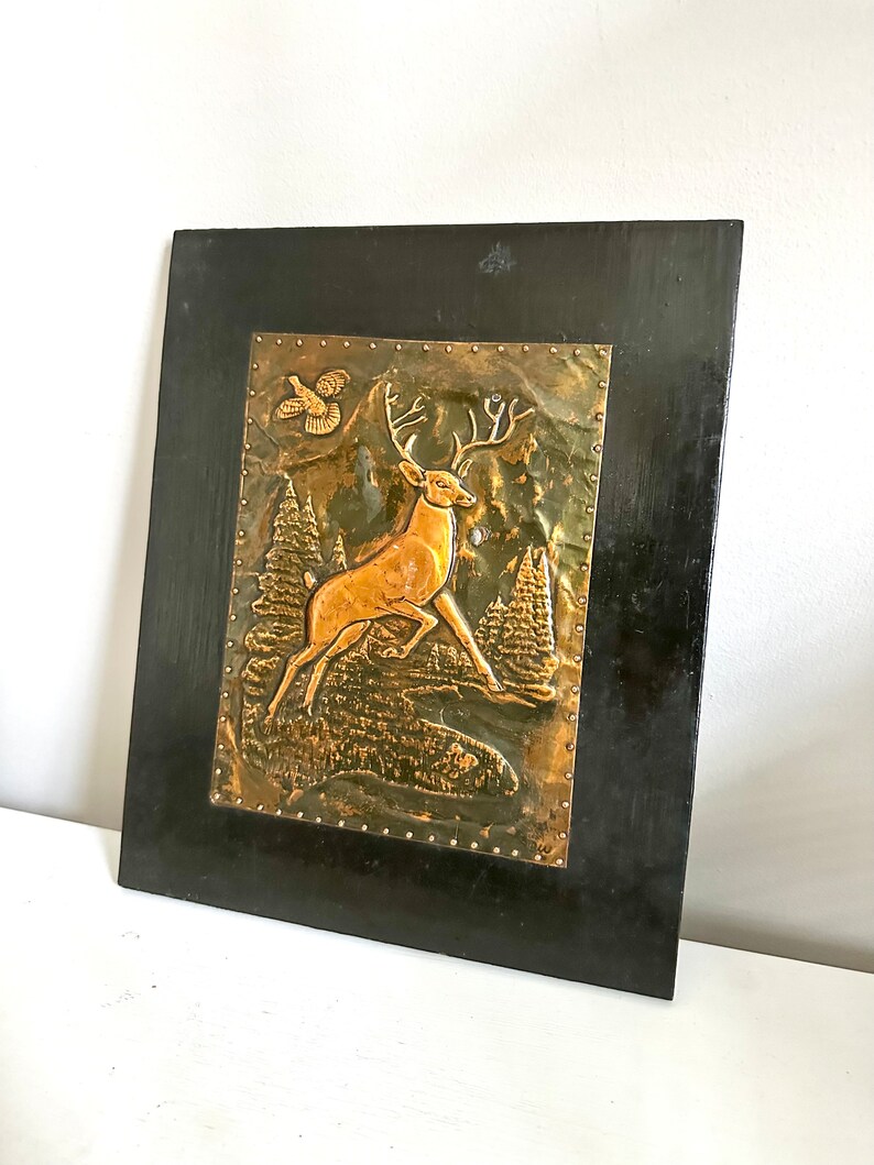 Vintage Embossed Copper Deer Art Etsy