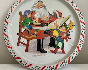 Vintage Metal Christmas Tray