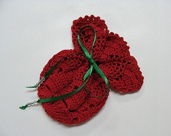 Christmas / Crochet / Handmade / Pineapple Design / Red Pouch / Gift Bag / Reusable
