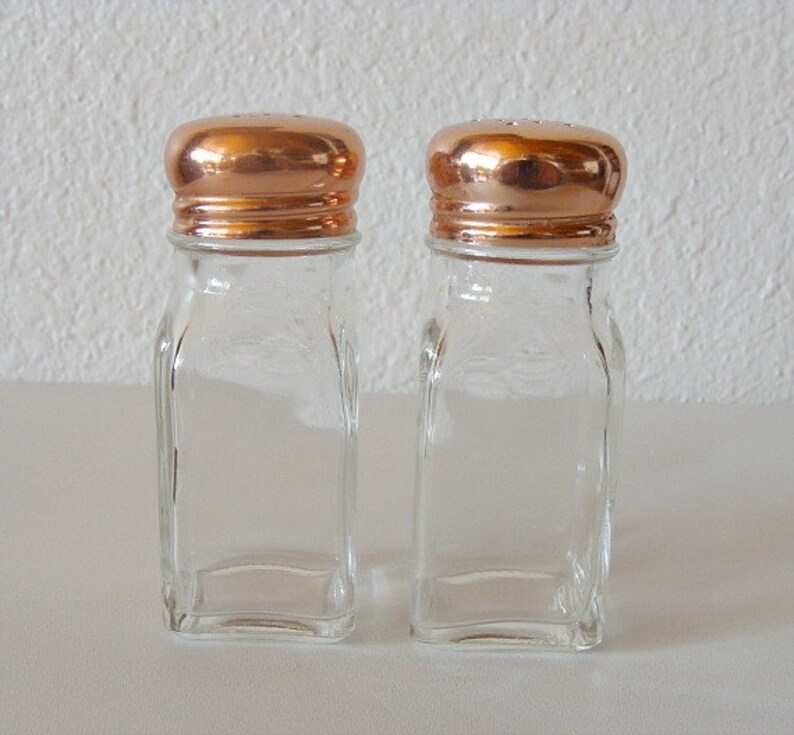 Vintage Copper Top Salt & Pepper Shakers Etsy